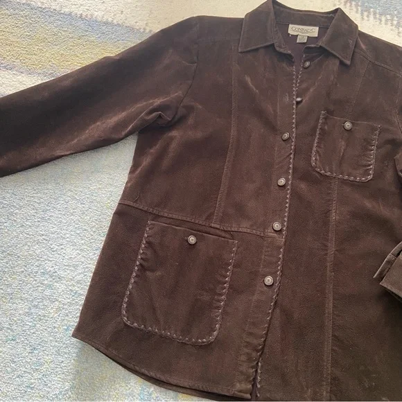 Vintage 90s Brown Button-Up Suede Jacket - Picture 2 of 11